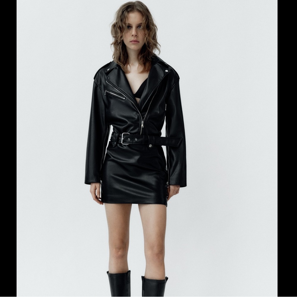 FAUX LEATHER DRESS WITH ZIPS